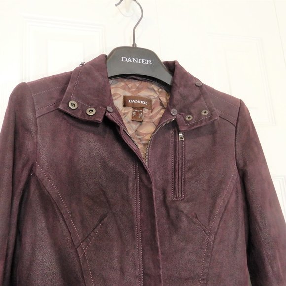 Danier deep purple Genuine Leather winter jacket in size 3XS - Picture 12 of 14